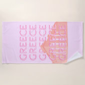 Serviette De Plage Grèce, Art Voyage Grec, Art Voyage Pastel, Rose (Devant)