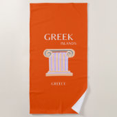 Serviette De Plage Grèce, Îles grecques, Voyage Preppy, Orange (Devant)