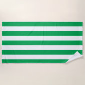 Serviette De Plage Green and White Cabana Stripes  (Devant)