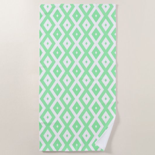 Serviette De Plage Green and white diamond pattern (Devant)