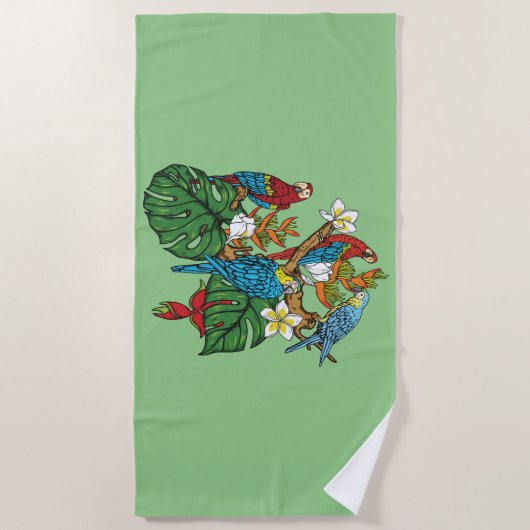 Serviette de plage Green Macaw (Devant)