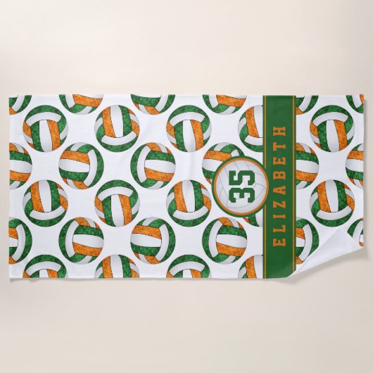 Serviette De Plage green orange volleball filles esprit d'équipe cade (Devant)