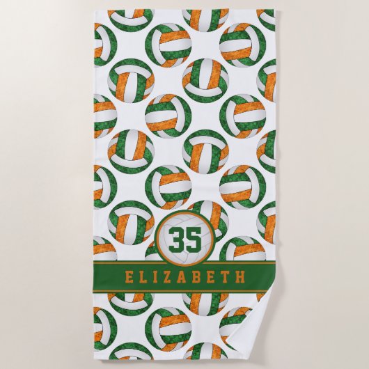 Serviette De Plage green orange volleball filles esprit d'équipe cade (Devant)