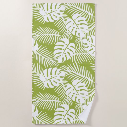 Serviette De Plage Green Palm Feuille Rainforest Motif (Devant)