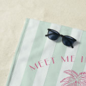 Serviette De Plage Green Palm Spring Pastel Beach Anniversaire (En situation)