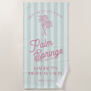 Serviette De Plage Green Palm Spring Pastel Beach Anniversaire