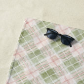 Serviette De Plage Green Pink Plaid Stripes   (En situation)