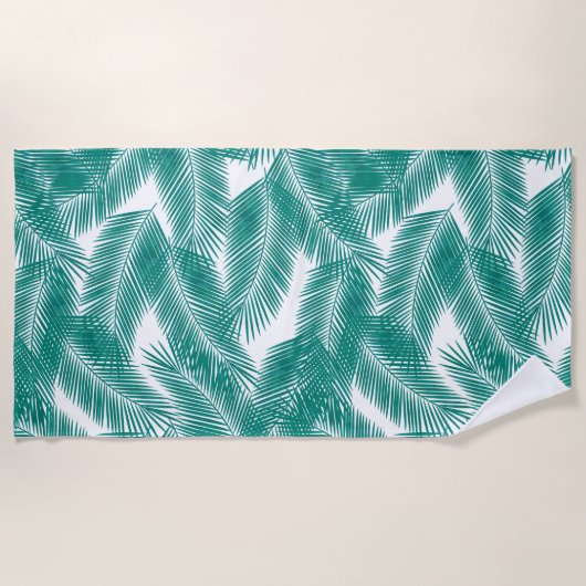 Serviette De Plage Green Tropical Palm Feuille Motif (Devant)