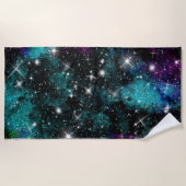Serviette De Plage Green Violet Galaxy Star Milky Way (Devant)