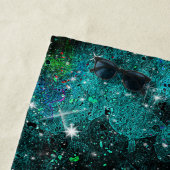 Serviette De Plage Green Violet Galaxy Star Milky Way (En situation)