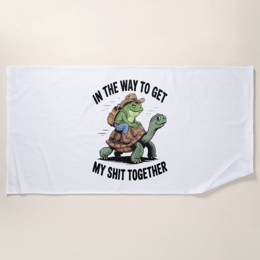 Serviette De Plage Grenouille avec tortue à cheval Casquette (Devant)