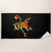 Serviette de plage grenouille de basket-ball noir (Devant)