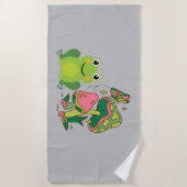 Serviette De Plage grenouille mignonne, champignons et papillon (Devant)