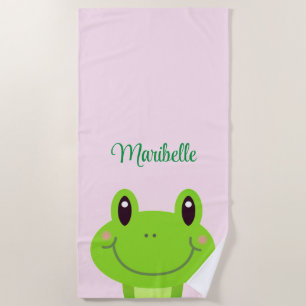 Serviette De Plage Grenouille mignonne rose fille été