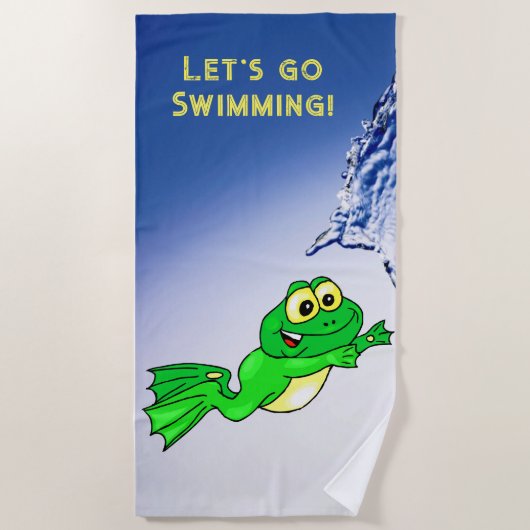Serviette de plage Grenouille Nage Eau (Devant)
