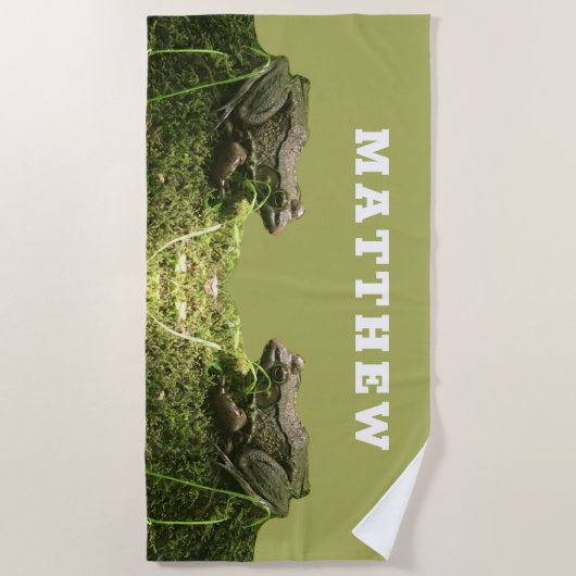 Serviette De Plage Grenouille personnalisée sur un rocher de Mossy Ph (Devant)