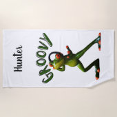 Serviette De Plage Grenouille verte groovy (Devant)