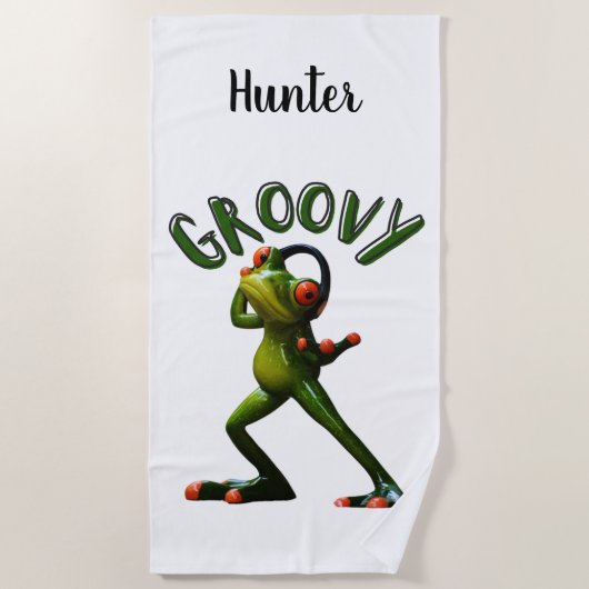 Serviette De Plage Grenouille verte groovy (Devant)