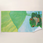 Serviette De Plage Grenouille verte sous Pad Lily (Devant)