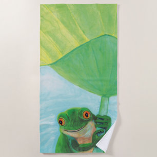 Serviette De Plage Grenouille verte sous Pad Lily