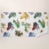 Serviette De Plage Grenouilles sur blanc naturel (Devant)