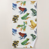 Serviette De Plage Grenouilles sur blanc naturel (Devant)