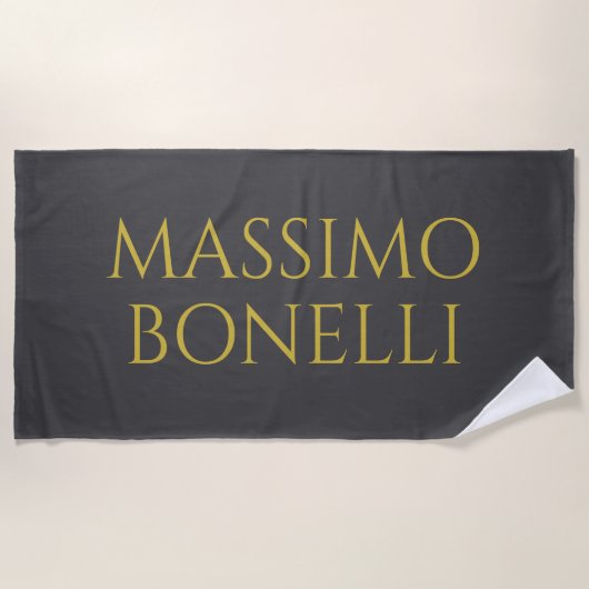 Serviette De Plage Grey & Gold Modern Minimalist Elegant Your Name (Devant)