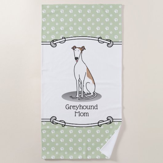 Serviette De Plage Greyhound Maman (fawn white) Mignonne Chien Maman (Devant)