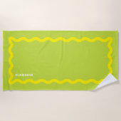 Serviette De Plage Gribouillis jaune et citron avec texte (Devant)