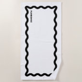 Serviette De Plage Gribouillis noir et blanc avec texte (Devant)