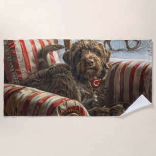 Serviette De Plage Griffon à poil dur de Korthals Noël Fête