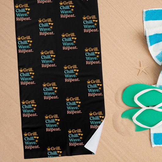 Serviette De Plage Grill chill vague répéter plage d'été citation noi
