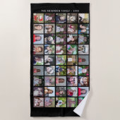 Serviette De Plage Grille de collage photo de 45 Carrés avec texte - (Devant)