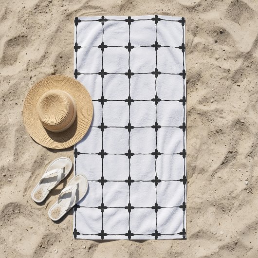 Serviette De Plage Grille Naturelle Blanc Cassé