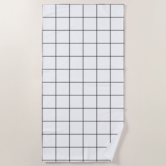 Serviette De Plage Grille noir et blanc (Devant)