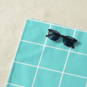 Serviette De Plage Grille Turquoise et blanche (En situation)