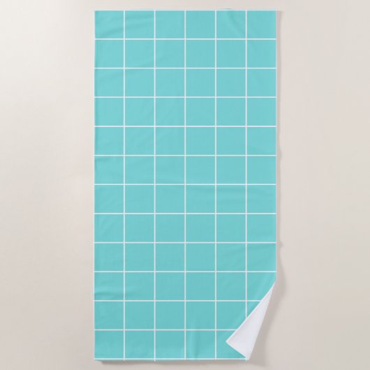 Serviette De Plage Grille Turquoise et blanche (Devant)
