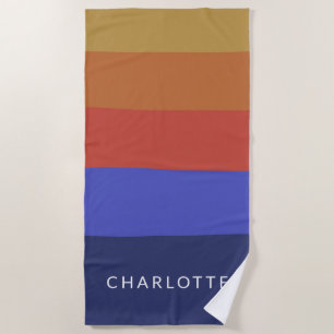 Serviette De Plage Grilles Abstraites Bleues Rétro Personnalisées