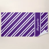 Serviette De Plage Grilles personnalisées violettes foncées et blanch (Devant)