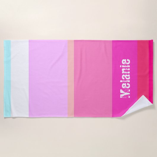 Serviette De Plage Grilles roses chaudes modernes personnalisées (Devant)