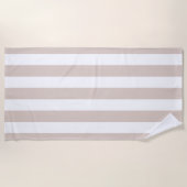 Serviette De Plage Grilles Verticales Bbeige Et Blanc Gratté (Devant)