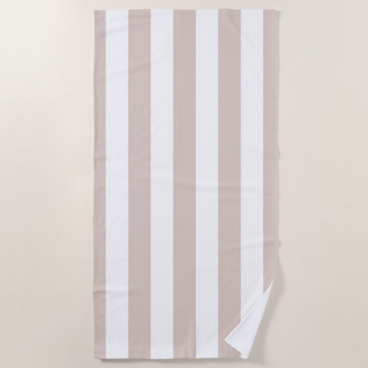 Serviette De Plage Grilles Verticales Bbeige Et Blanc Gratté (Devant)
