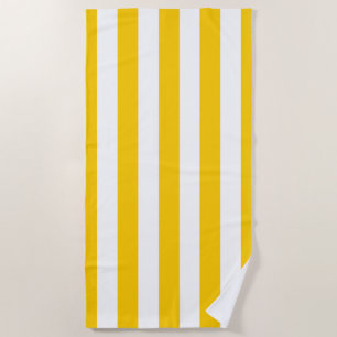 Serviette De Plage Grilles Verticales Jaune Et Blanc Gratté