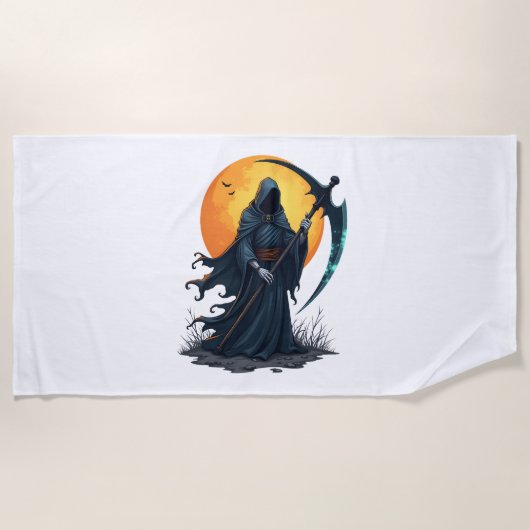 Serviette De Plage Grim Reaper avec Scythe - Scandale Chemise Hallowe (Devant)