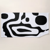 Serviette De Plage Grip Vise : Noir et Blanc Abstrait (Devant)