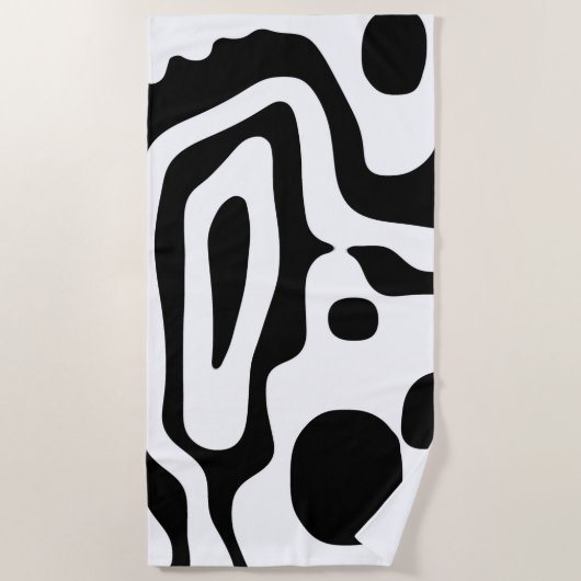 Serviette De Plage Grip Vise : Noir et Blanc Abstrait (Devant)