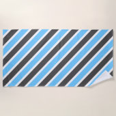 Serviette De Plage Gris bleu ciel moderne rayures diagonales (Devant)