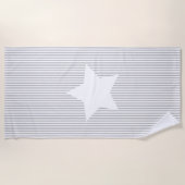 Serviette De Plage Gris Cabana Stripes & White Star Beach Towne (Devant)
