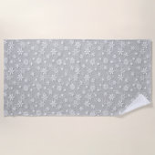 Serviette De Plage Gris d'argent et neige blanche de Noël (Devant)