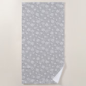 Serviette De Plage Gris d'argent et neige blanche de Noël (Devant)